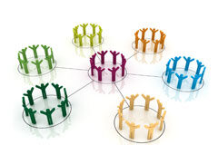 El mercado alternativo bursátil, otro modo de financiación Munecos en circulos de diferentes empresas unidos todos entre si,