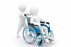 Deducción por hijo con discapacidad y por familia numerosa de categoría especial Muñequito empujando a otro en una silla de ruedas