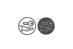 Phishing Car: la estafa en la venta de coches usados por internet Iconos de una llave de coche y manos