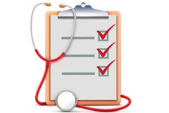 Los reconocimientos médicos específicos en la gestión de riesgos laborales: algunas implicaciones jurídicas Un fonendoscopio y una tabla de símbolos positivos