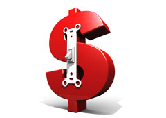 El símbol de dinero con un interruptor El símbol de dinero con un interruptor
