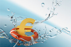 Quitas y reestructuraciones Un flotador rescatando un símbolo del euro