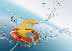 Un flotador rescatando un símbolo del euro