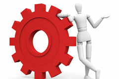 La cesión ilegal de trabajadores. La responsabilidad del empresario aparente y de la seudocontrata Una rueda de engranaje con un muñeco