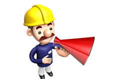 La planificación de la actividad preventiva como el centro de la prevención en la empresa Dibujo de un muñequito con casco y megáfono