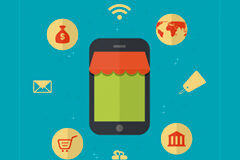 La nueva Directiva de Servicios de Pago Ilustración de compras en línea y pago en línea