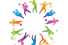 Los derechos de imagen de los deportistas profesionales Siluetas de colores de deportistas