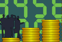 La responsabilidad concursal del socio Las siluetas de unas personas y simulando un gráfico con monedas apiladas en cada fila