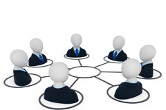 Socios minoritarios y dividendos Figuras representado de hombres con corbata y traje formando un círculo