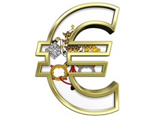 Dibujo de la Ciudad del Vaticano y símbolo del Euro
