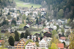 Cobro de cuotas comunitarias (I) Una vista de un conjunto de casas bajas.
